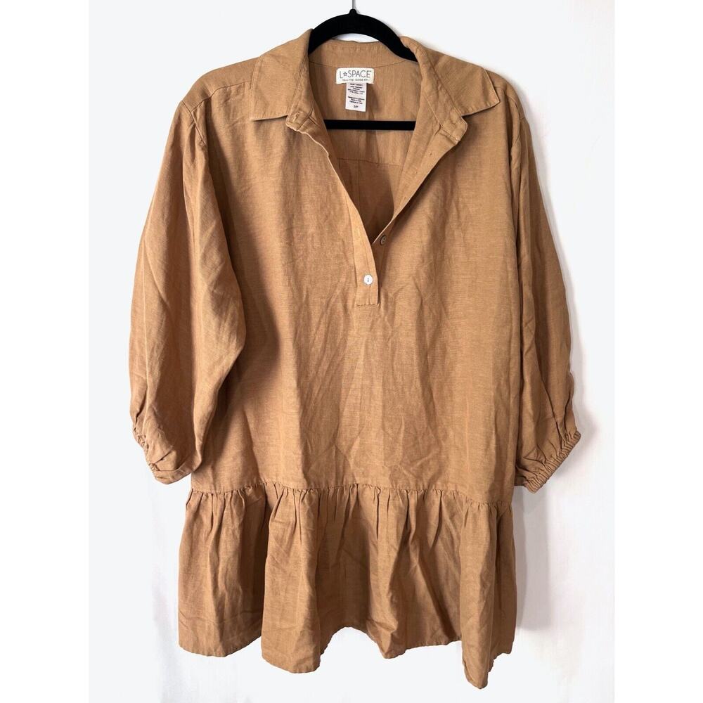 New L+Space Rust color Tunic/Mini dress with ruffle hem Size S/P